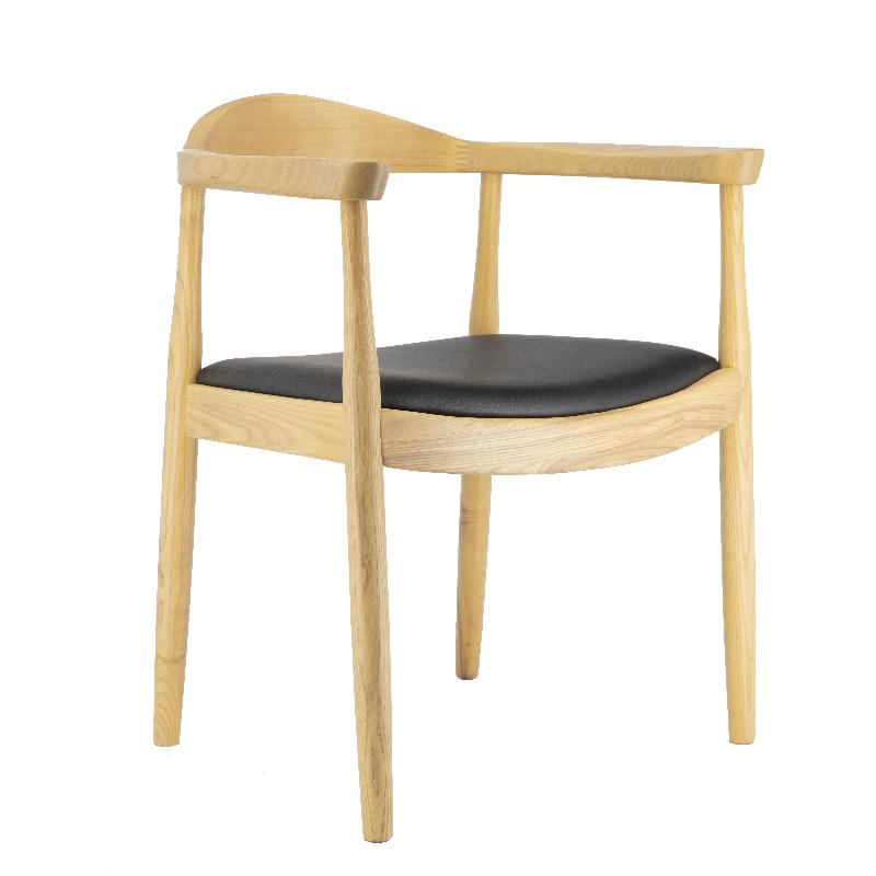 Cadeira de jantar Dan Trak em madeira e semi-couro