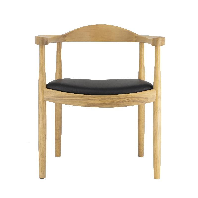 Chaise de salle à manger en bois et semi-cuir Dan Trak