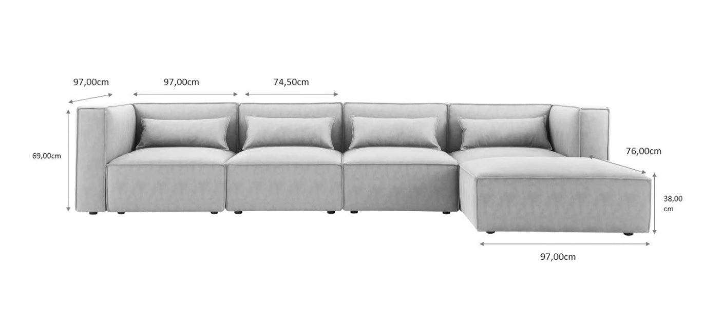 Sofá modular 4 lugares + puff bege