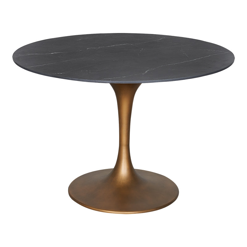 Mesa comedor Tulip bronce piedra sinterizada 130Ø