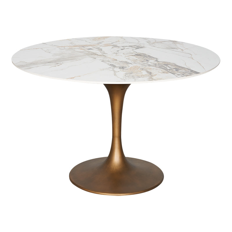 Mesa comedor Tulip bronce piedra sinterizada 130Ø