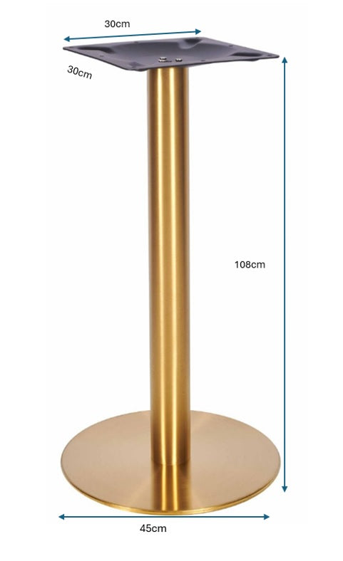 Base de mesa alta redonda em aço inoxidável dourado
