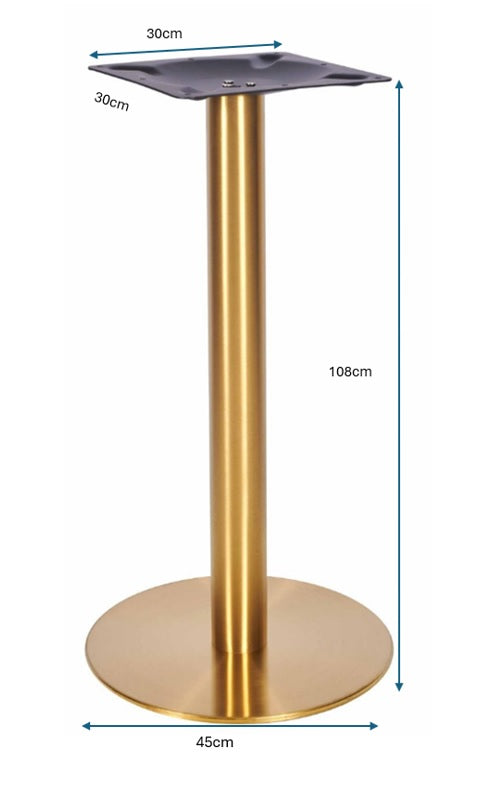 Pied de table haut rond en acier inoxydable doré