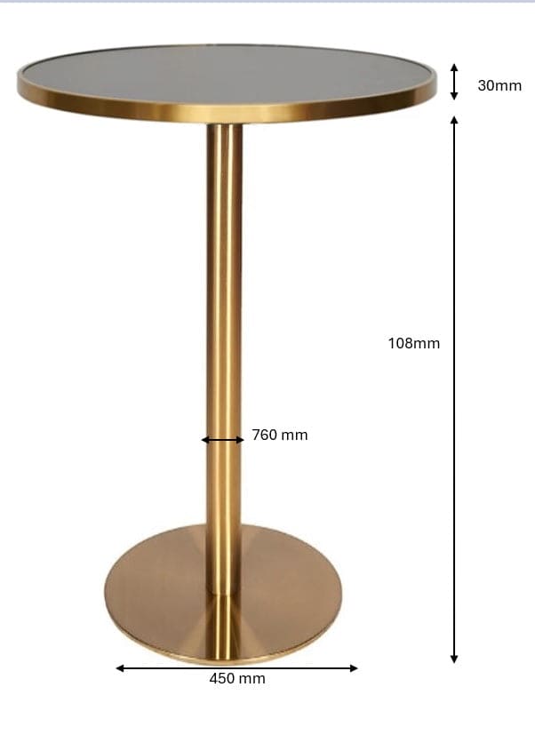 Mesa de bar Alta redonda dorada piedra con marco  Ø60/70