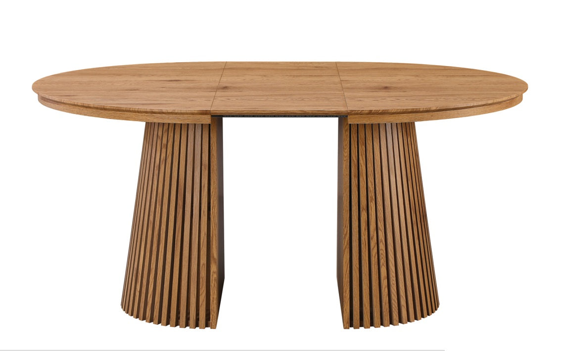 Mesa de comedor redonda extensible 120-160-200cm Elly roble