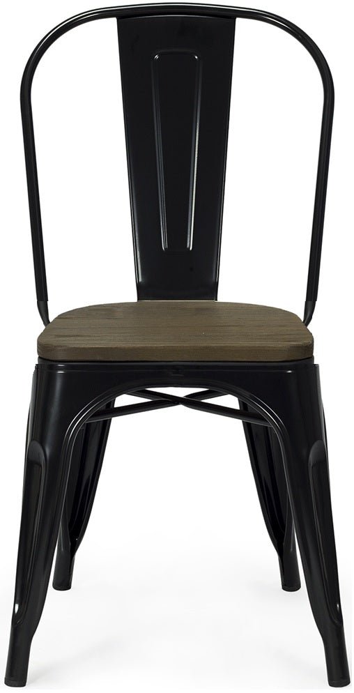 Silla Vita acero negro brillo madera oscura