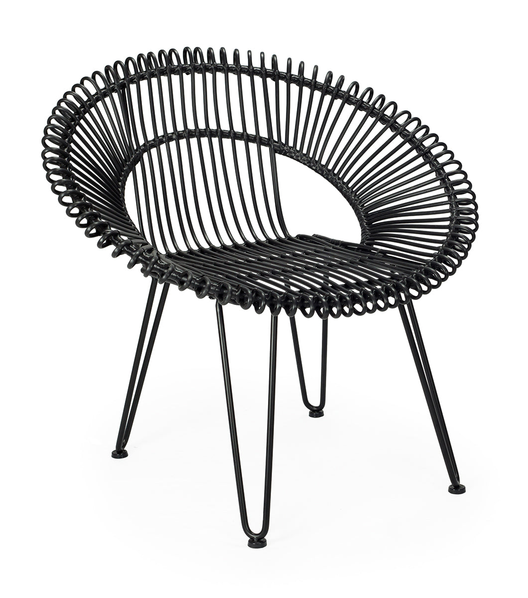 Chaise Dama en rotin noir