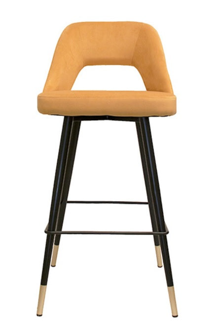 Tabouret de bar Tinna en velours jaune