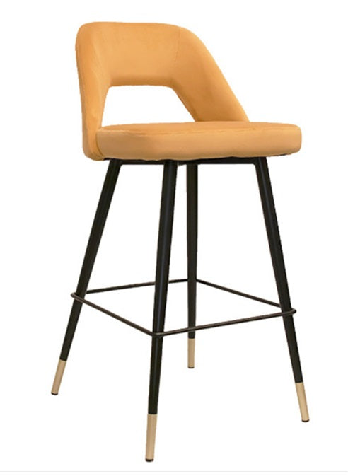 Tabouret de bar Tinna en velours jaune