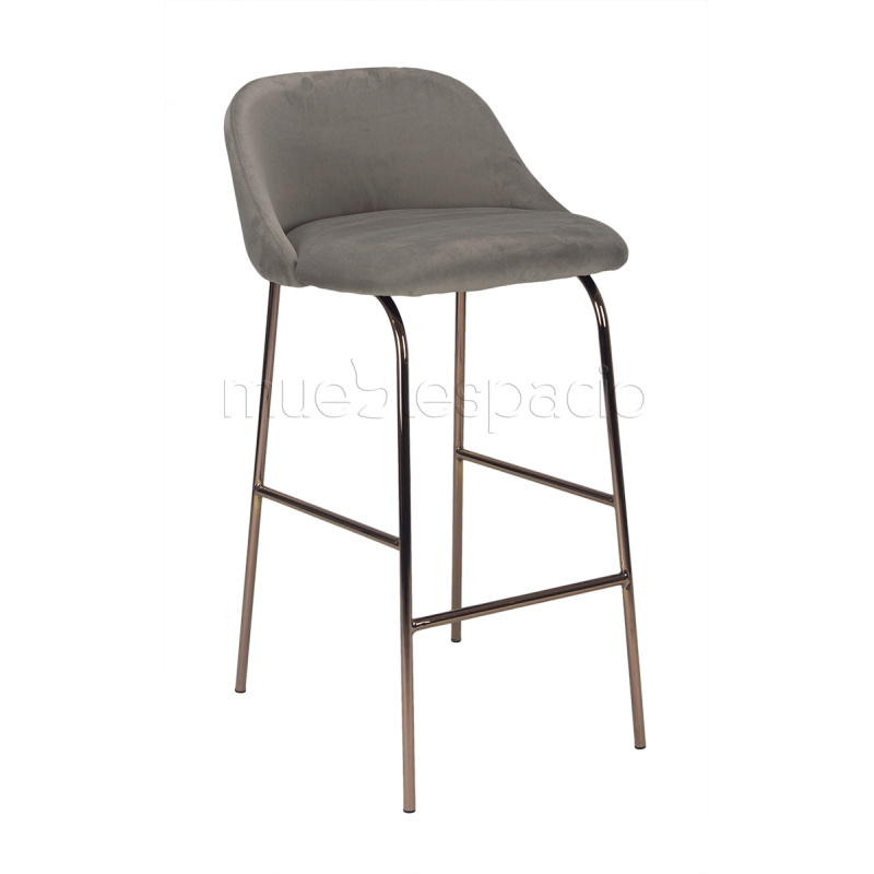 Tabouret de bar Moma en velours Gris doré