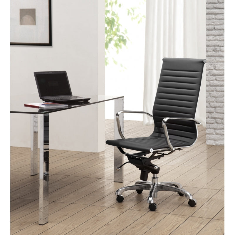 Cadeira de escritório semi-couro Linea com encosto alto
