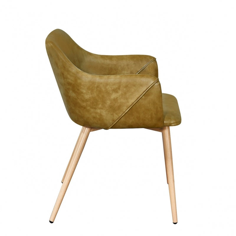 Fauteuil de salle à manger Filip en simili cuir Vert olive