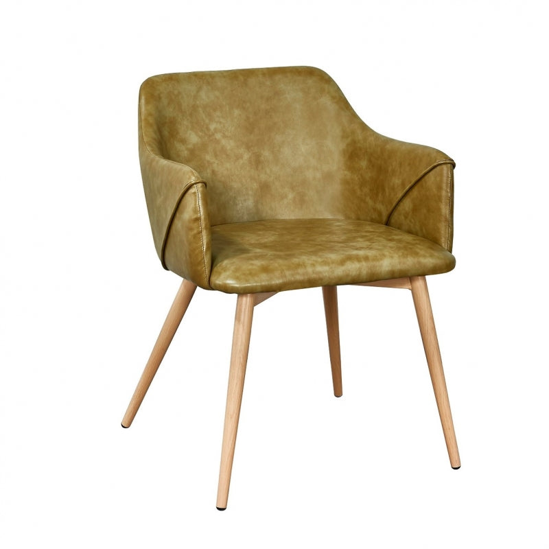 Fauteuil de salle à manger Filip en simili cuir Vert olive