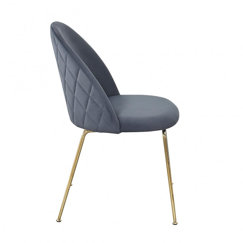 Chaise de salle à manger en velours gris Rosi Gold