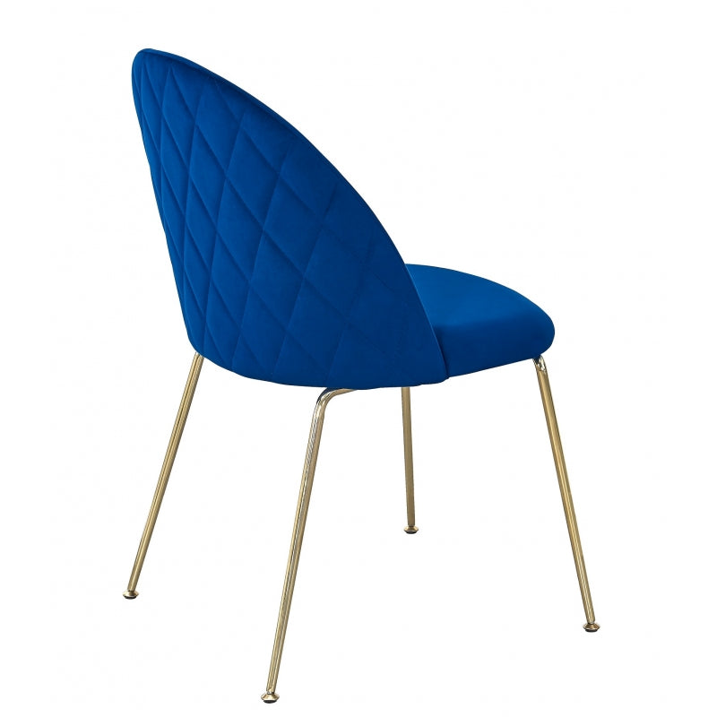 Cadeira de jantar de veludo azul Rosi Gold