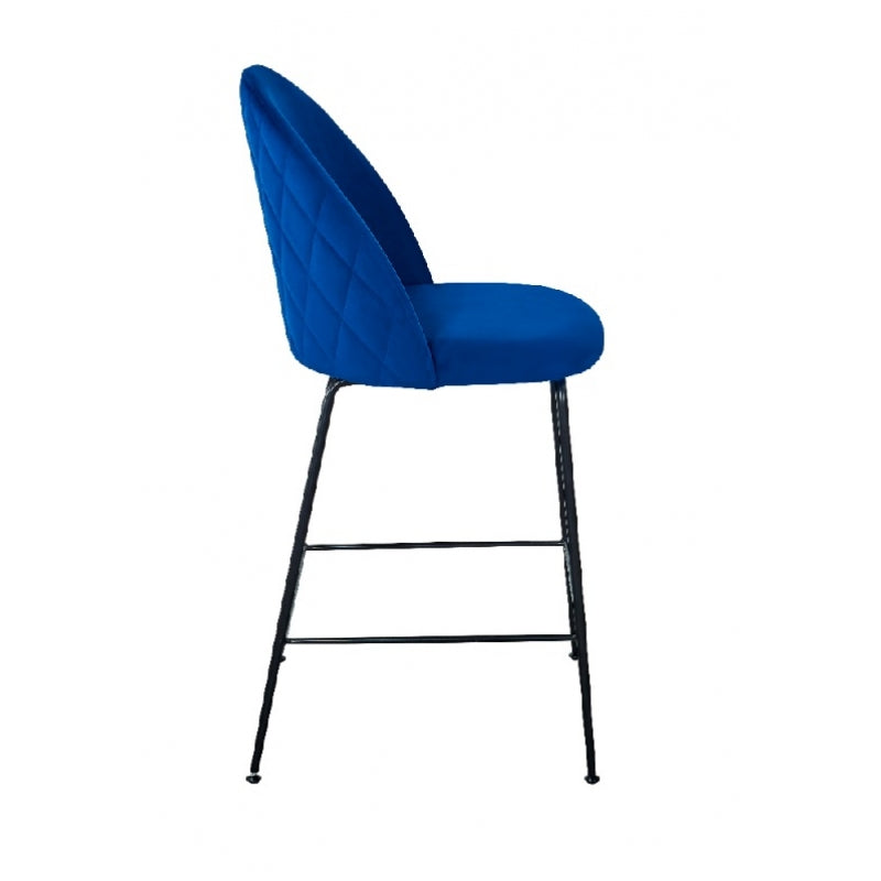 Tabouret de bar en velours bleu H65 cm Rosi