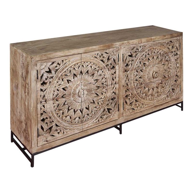 Buffet quatre portes en bois sculpté Demi