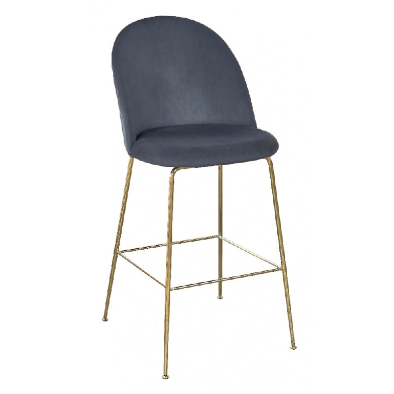 Tabouret de bar en velours gris graphite Rosi Gold H75 cm