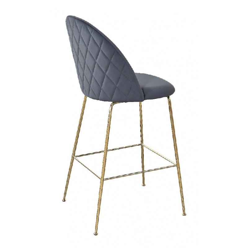 Tabouret de bar en velours gris graphite Rosi Gold H75 cm