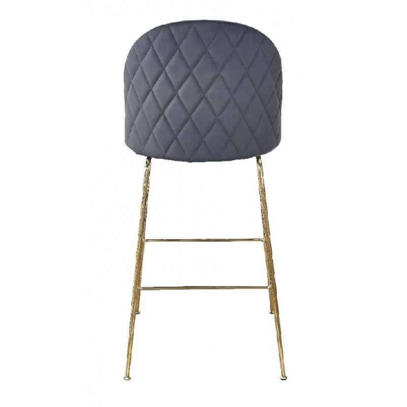 Tabouret de bar en velours gris graphite Rosi Gold H75 cm