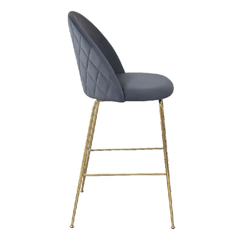 Tabouret de bar en velours gris graphite Rosi Gold H75 cm