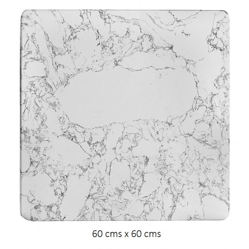 Table Orbigo piètement 3 pieds carré plateau marbre 60x60