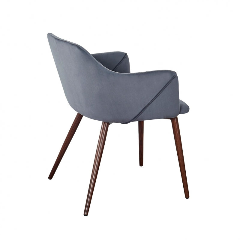 Sillon comedor Filip Terciopelo gris Nogal