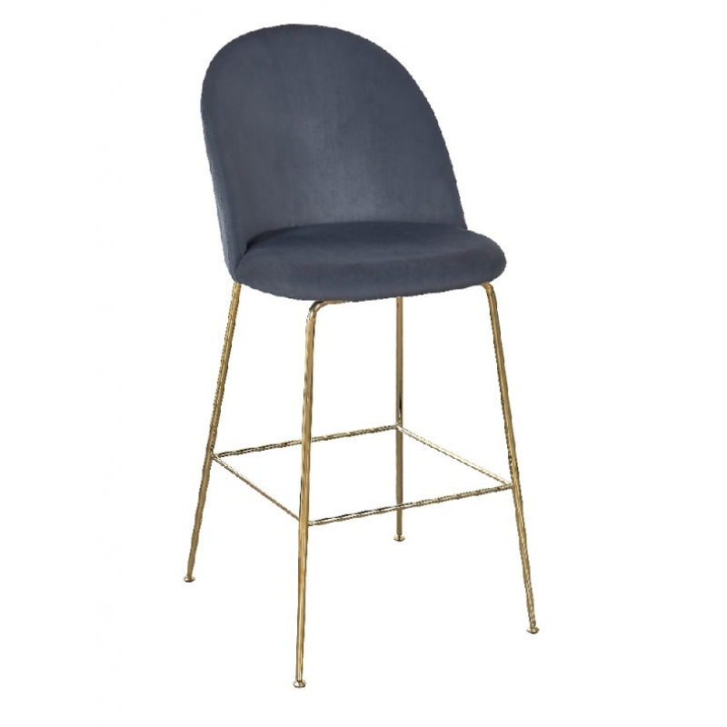 Tabouret de bar en velours gris graphite Rosi Gold H75 cm