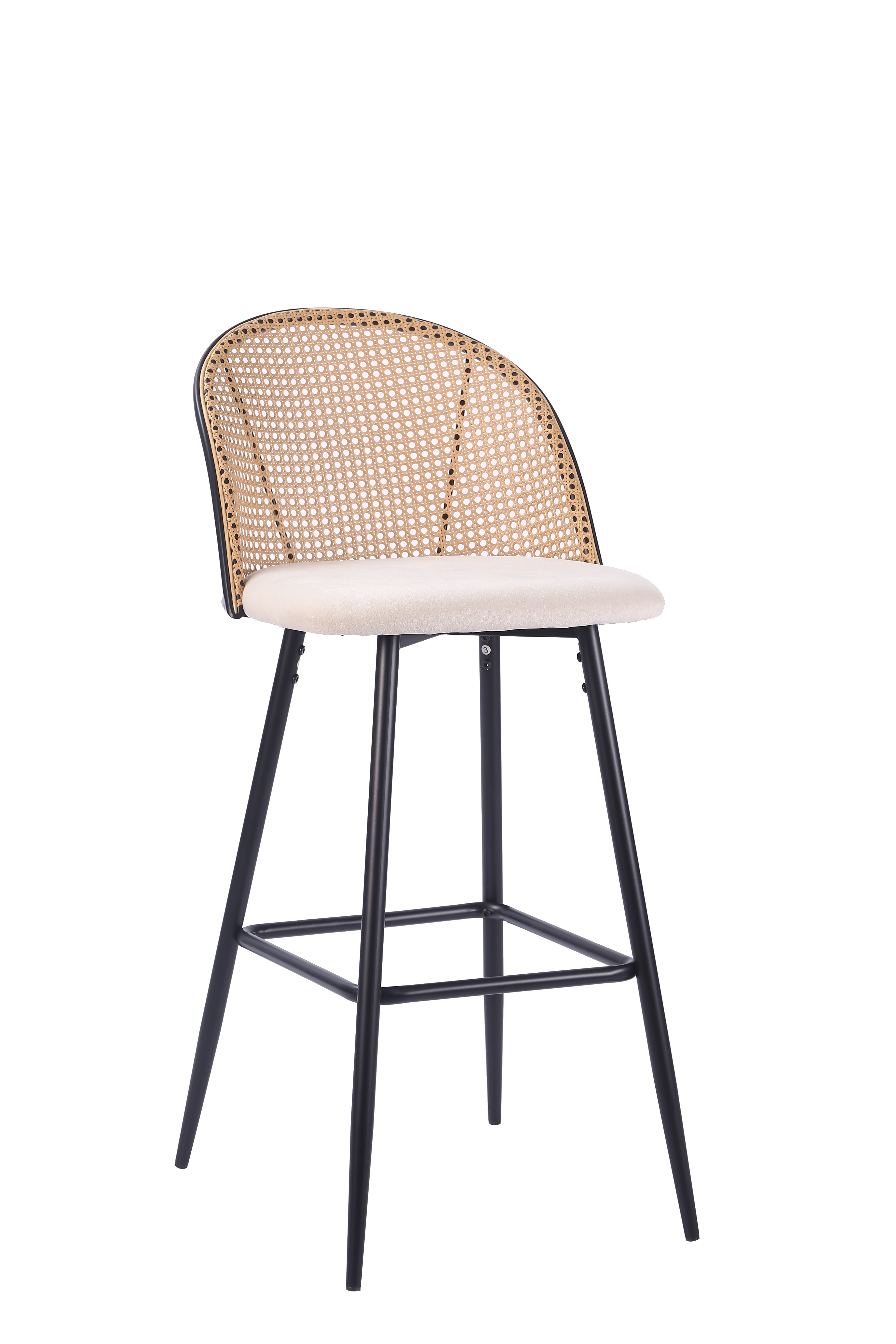 Tabouret de bar en rotin assise velours Enma