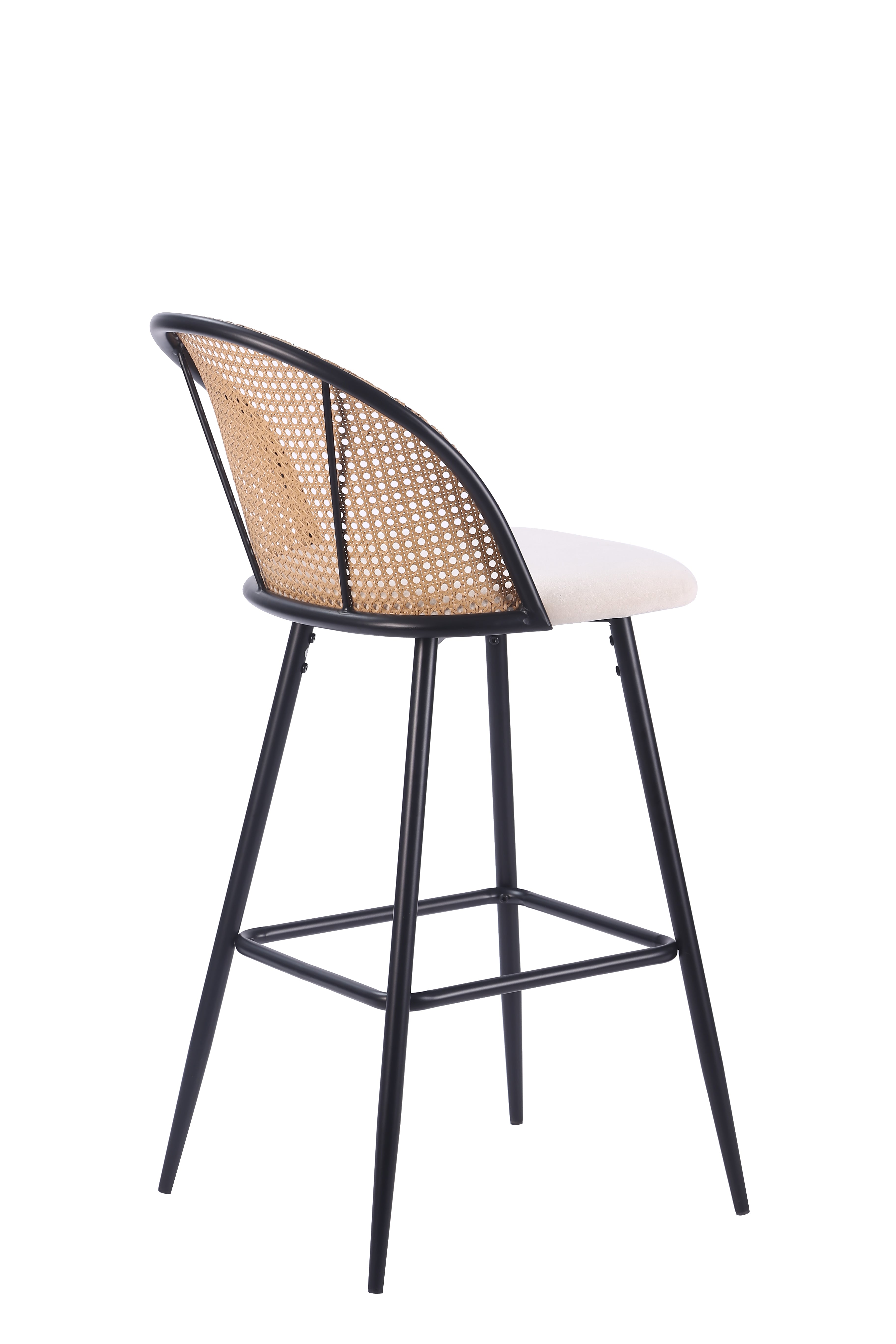 Tabouret de bar en rotin assise velours Enma