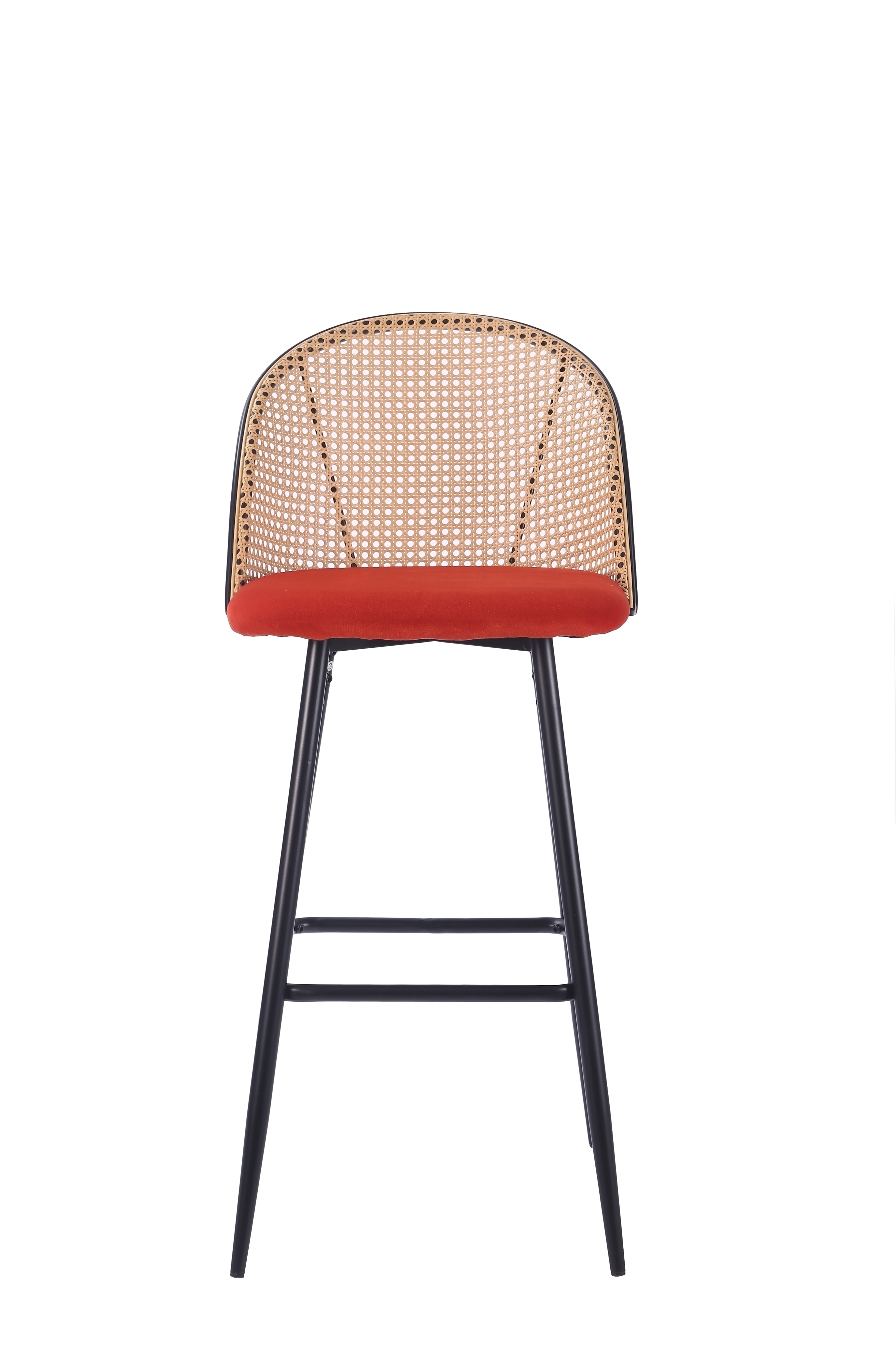 Tabouret de bar en rotin assise velours Enma