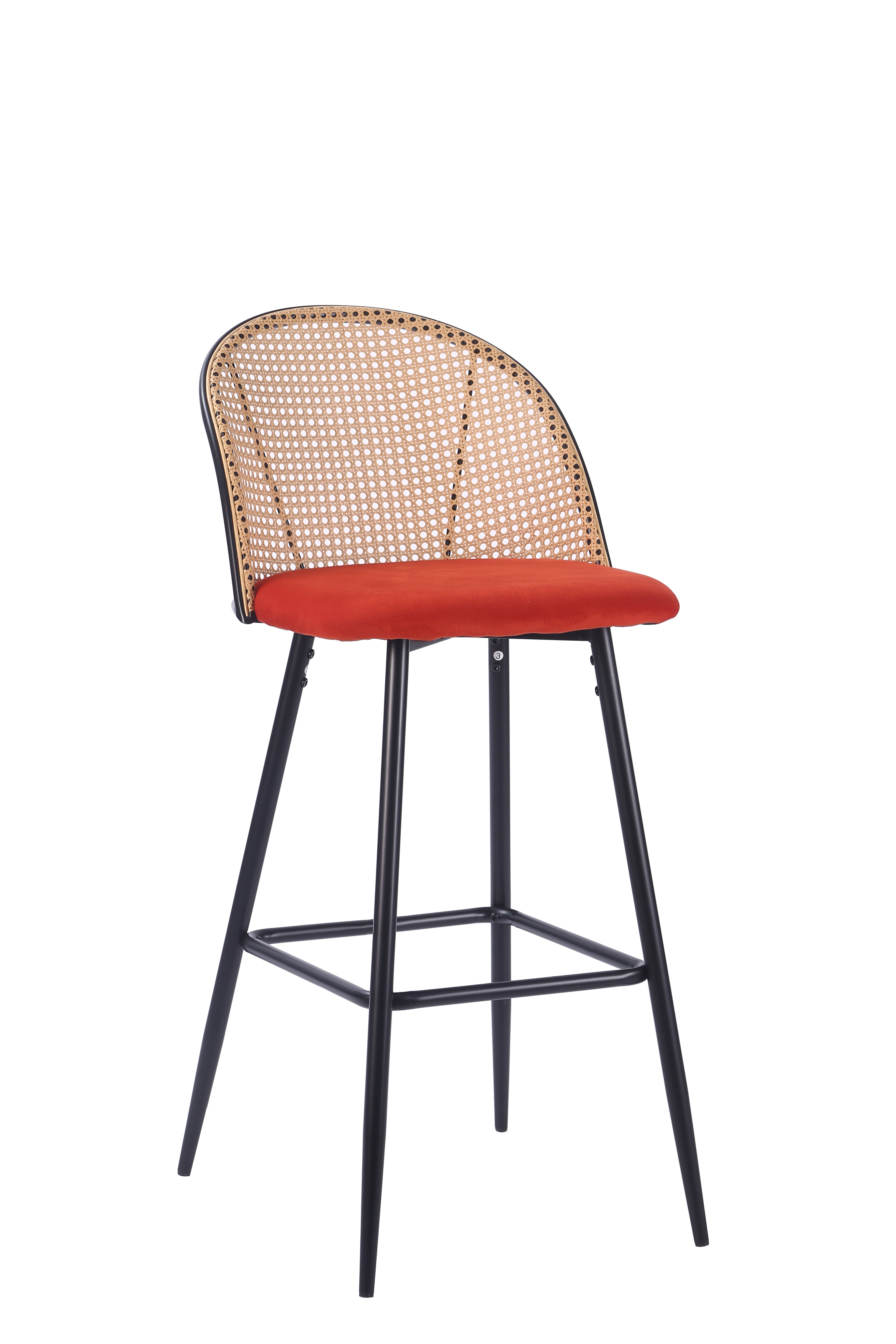 Tabouret de bar en rotin assise velours Enma