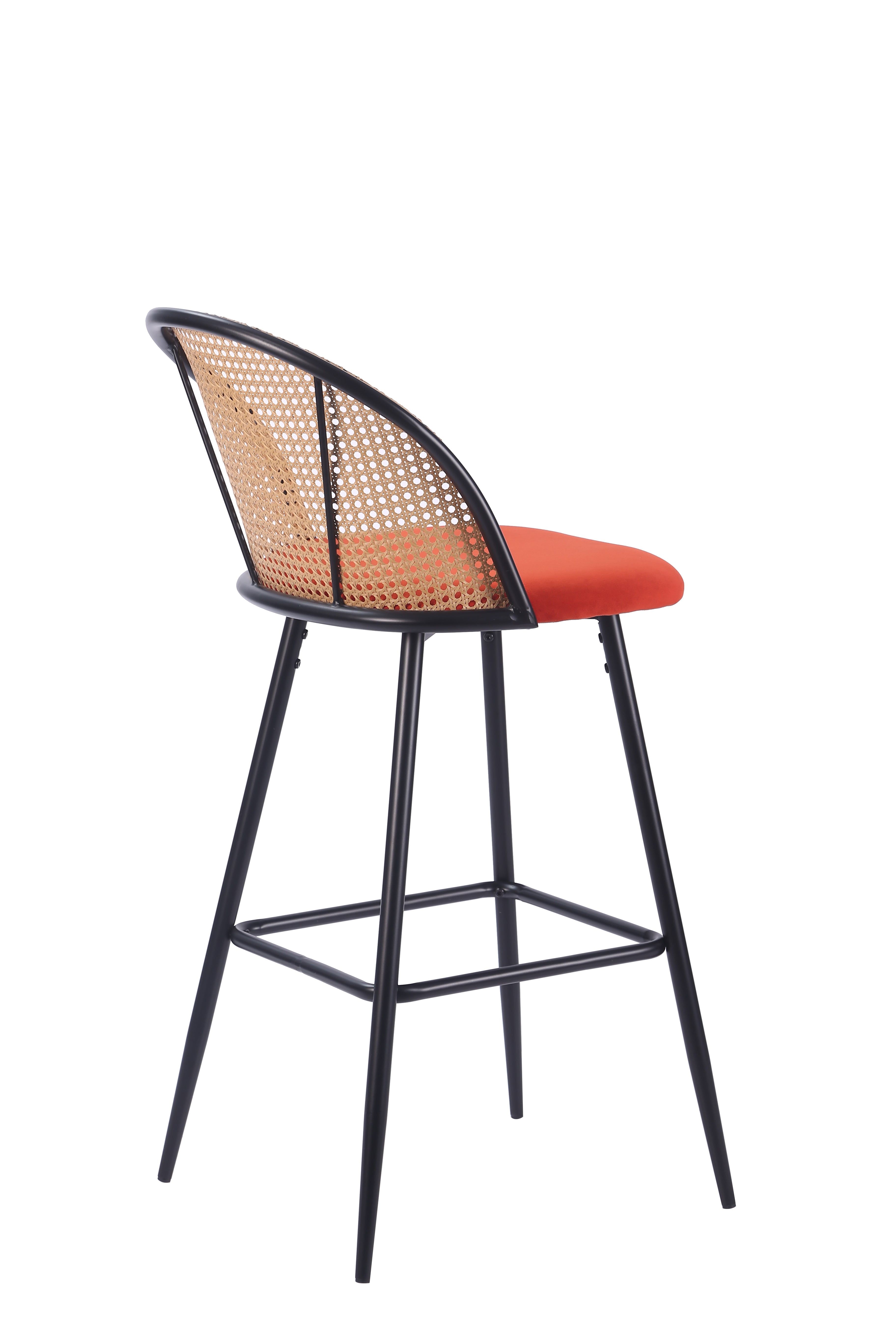 Tabouret de bar en rotin assise velours Enma