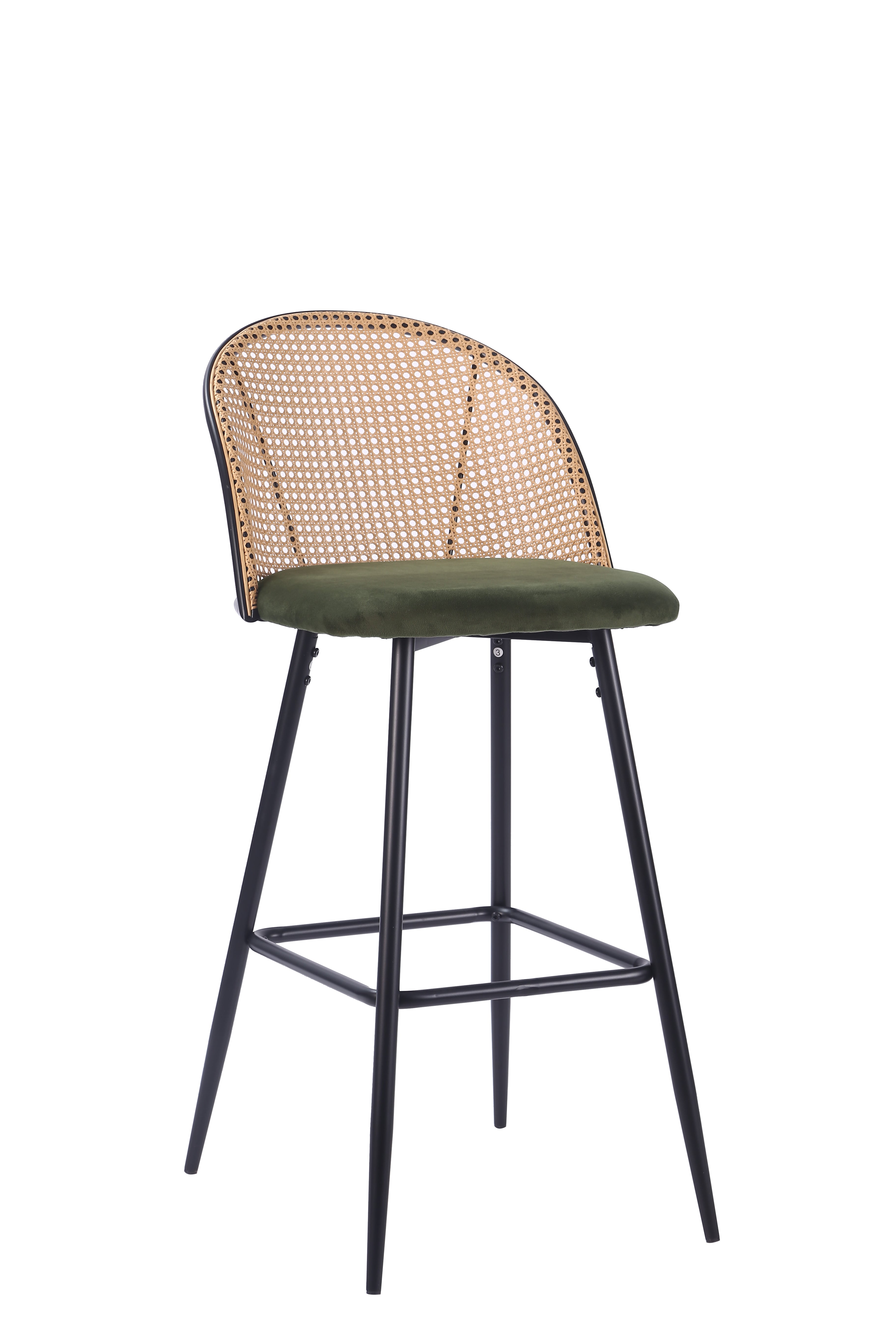 Tabouret de bar en rotin assise velours Enma