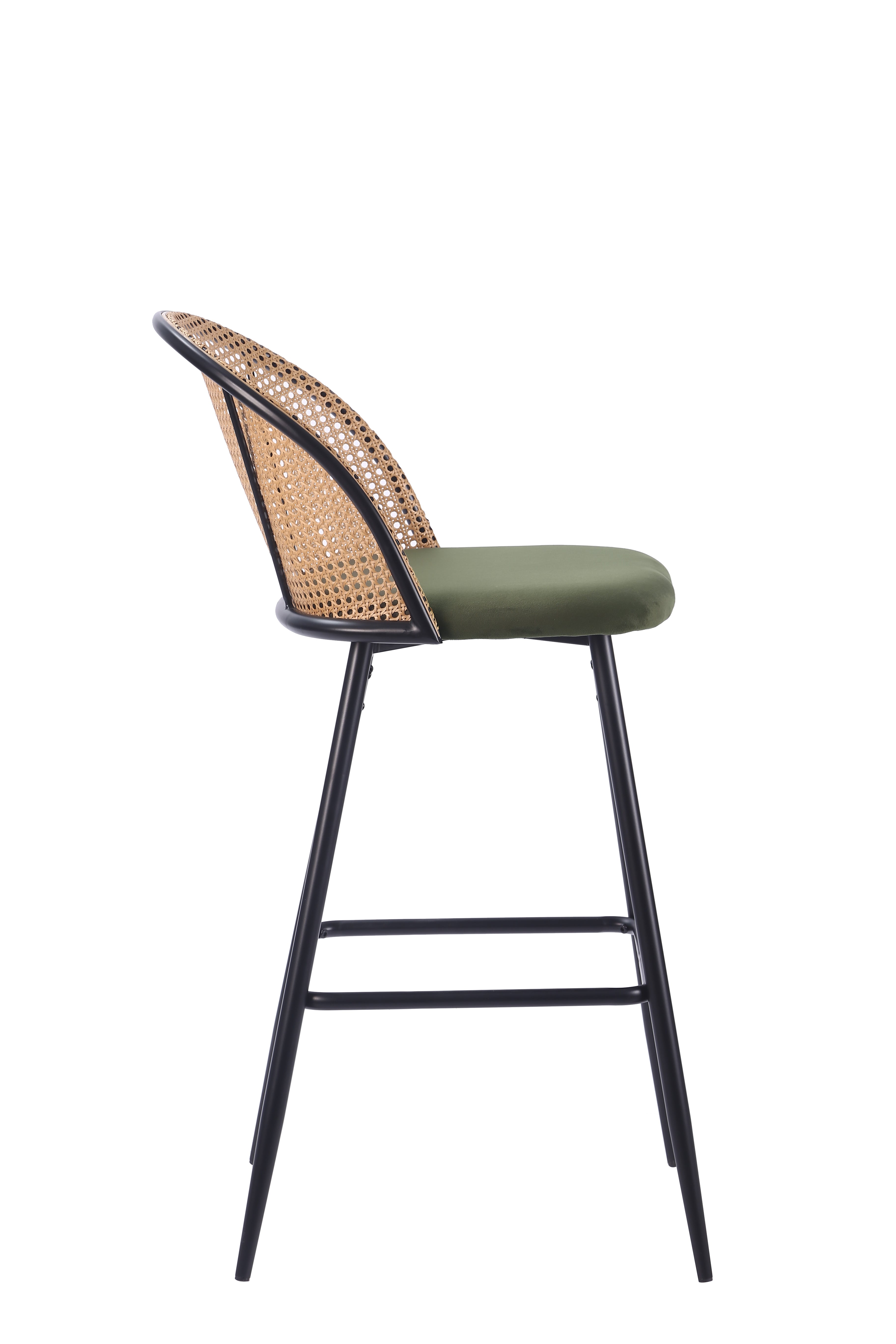 Tabouret de bar en rotin assise velours Enma