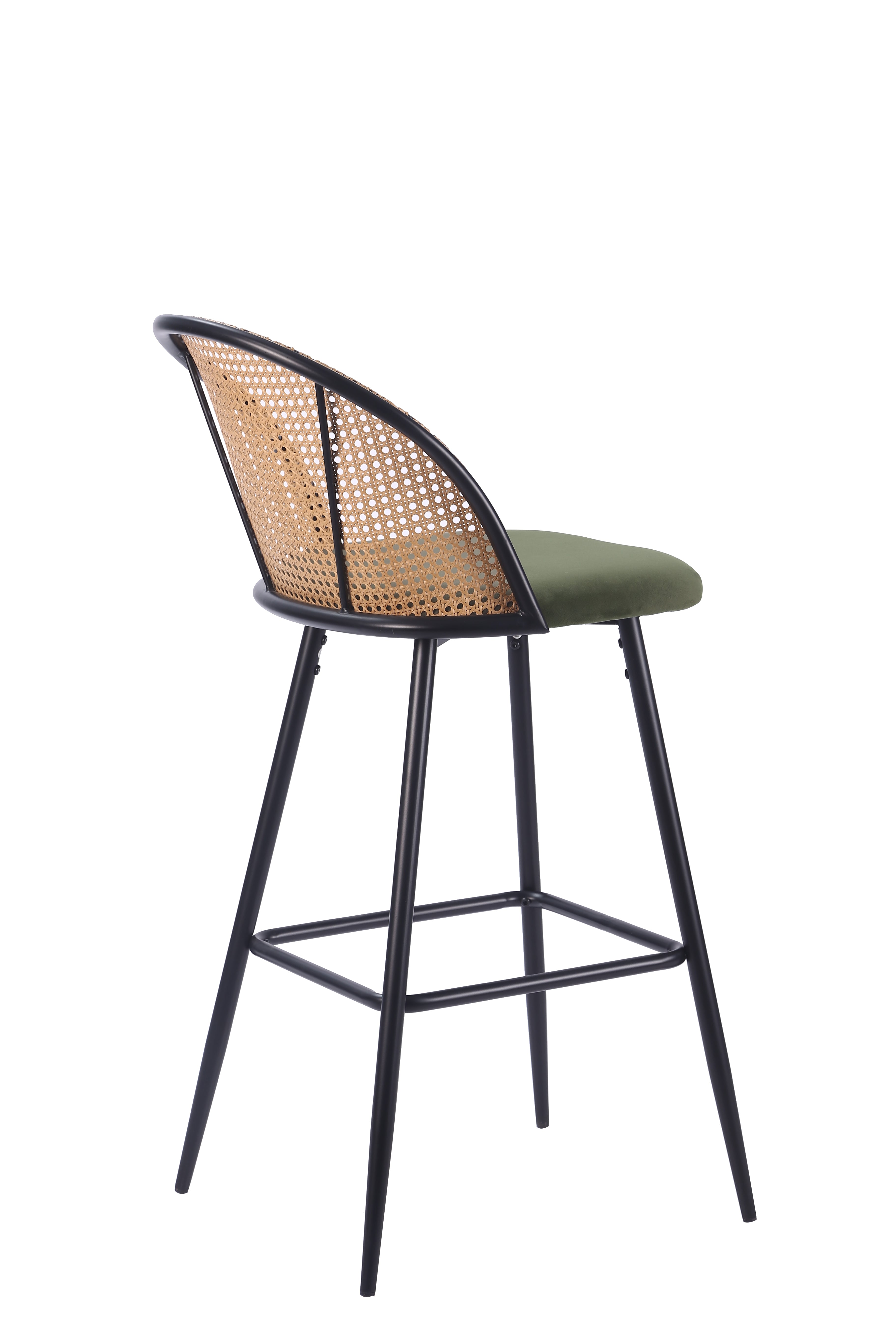 Tabouret de bar en rotin assise velours Enma