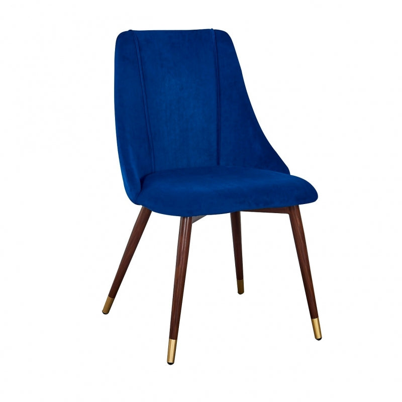 Cadeira de jantar em veludo azul Corina