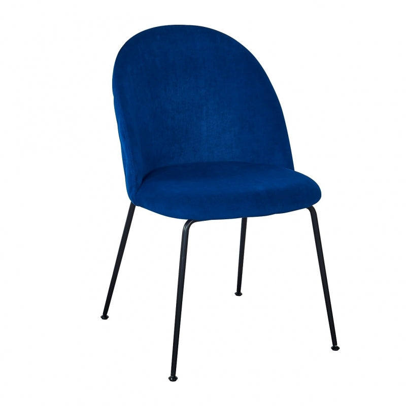 Chaise de salle à manger en velours bleu Rosi