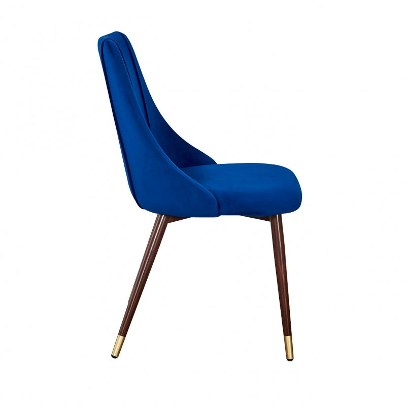 Cadeira de jantar em veludo azul Corina