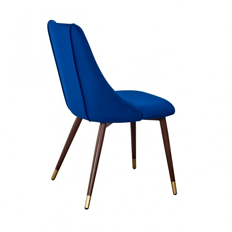 Chaise de salle à manger en velours bleu Corina