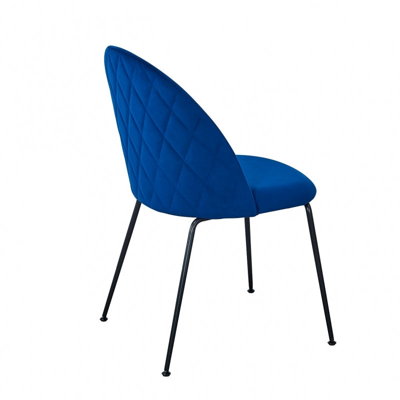 Chaise de salle à manger en velours bleu Rosi