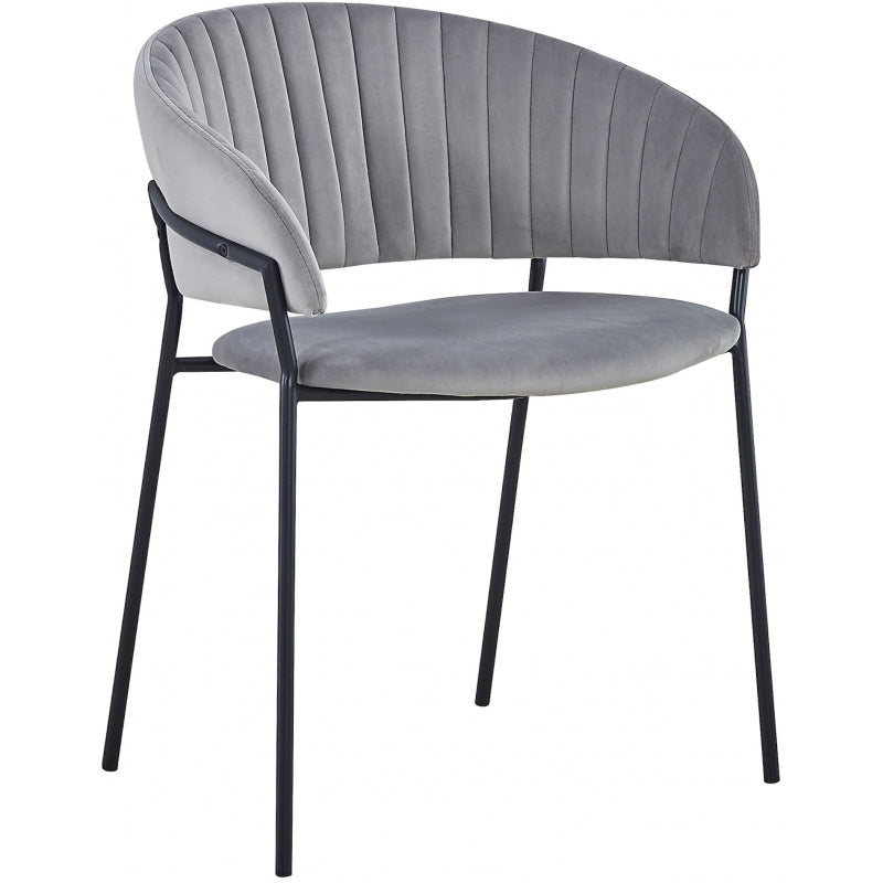 Chaise de salle à manger en velours Diana acier noir gris