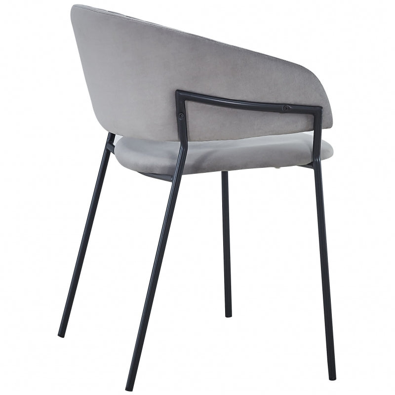 Chaise de salle à manger en velours Diana acier noir gris