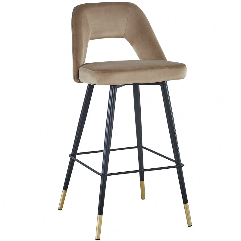 Tabouret de bar Tinna en velours beige