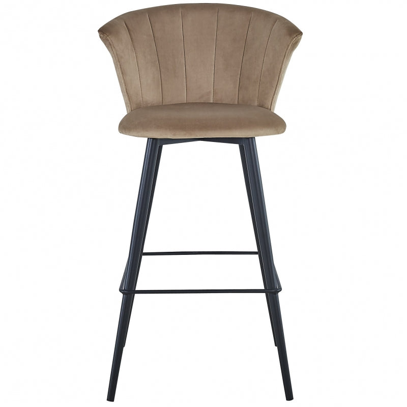 Tabouret de bar Helen en velours beige