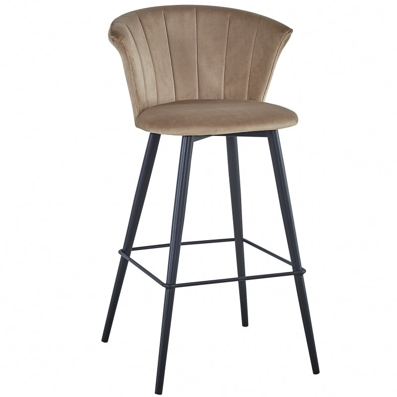 Tabouret de bar Helen en velours beige