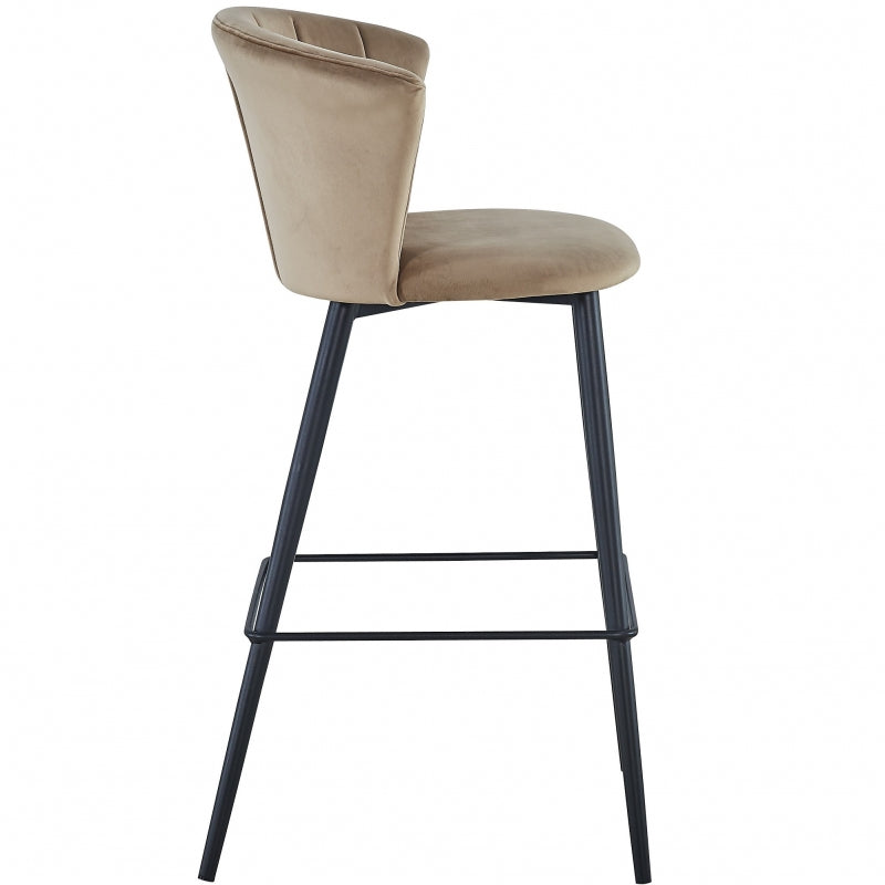 Tabouret de bar Helen en velours beige