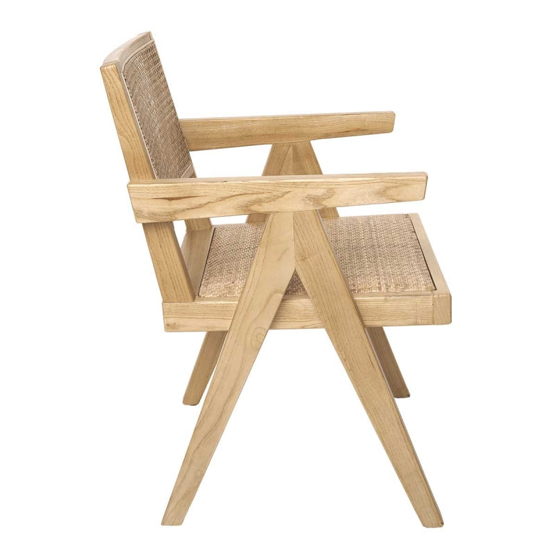 Chaise de salle à manger en bois et rotin Annia