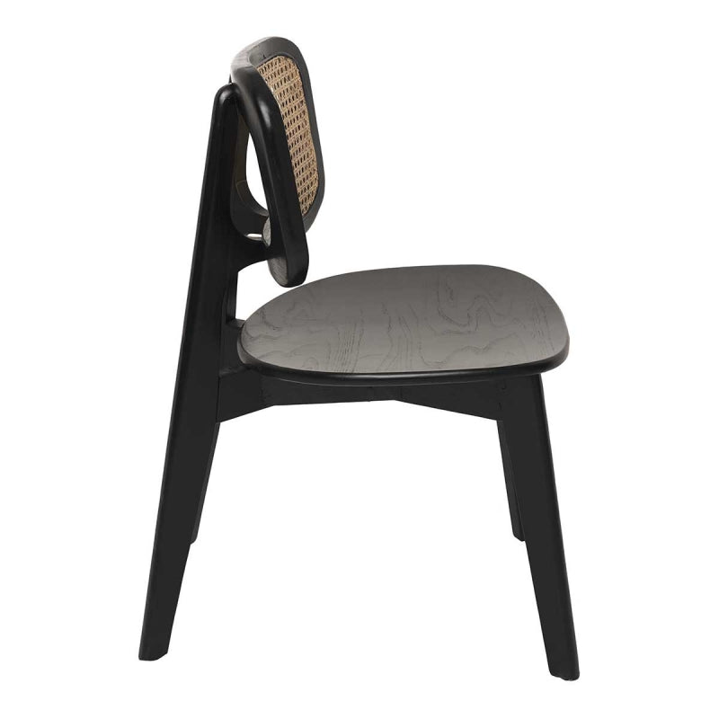 Silla de comedor de madera de olmo negra Ibis