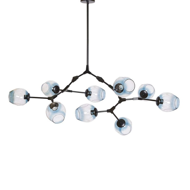 Lustre 9 boules noires bleues plafonnier